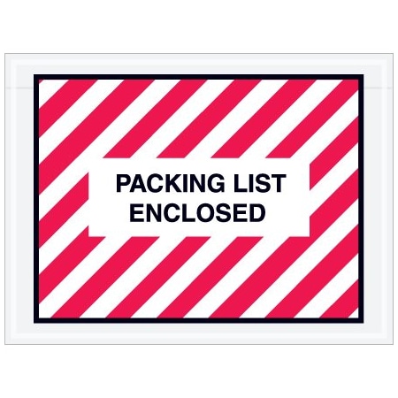 Bsc Preferred 4-1/2 x 6'' Red Striped ''Packing List Enclosed'' Envelopes, 1000PK BUY00024593